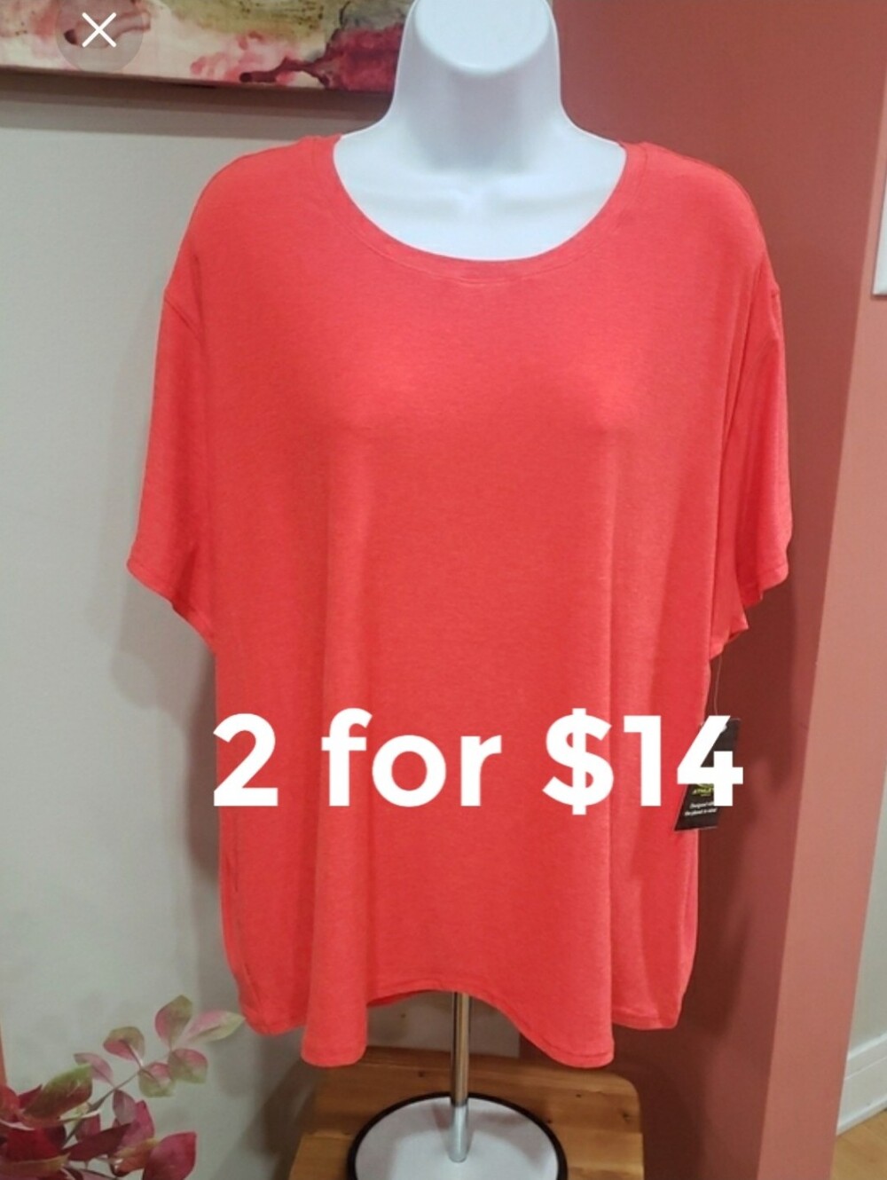 New! Athletic Works Orange Heather Short-Sleeve Tee, 3X (22)